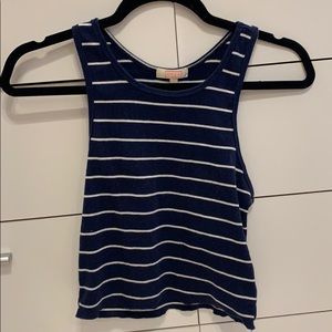 Striped racer back cropped tank top